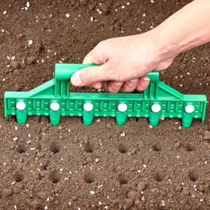 HH LIFE Seed Dibber mit Kalibrierung, Samenpflanzset, Blumenzwiebel Pflanzholzwerkzeuge, Blumenzwiebelsatz aus Grün, hochwertiges Werkzeug für die Pflanzung von Samen mit 12 Zoll langem Griff und 12 abnehmbaren Stiften.