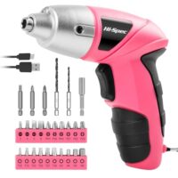 Kleiner Akkuschrauber in Pink Rosa mit wiederaufladbarem 3.6-V-Akku und LED-Licht
