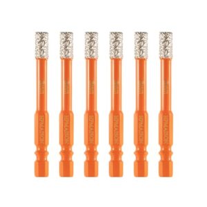 HPMAISON Diamantbohrer Set, 6mm Bohrer für Keramik, Granit, Glas und Porzellan, 1/4" Sechskantschaft, Trockenbohrer