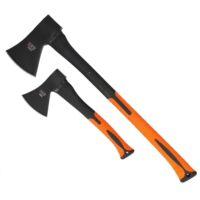 HRB Axt-Set mit Beil und Spaltaxt, ideal für die Holzspaltung, Küchenbeil und Spaltaxt mit Fiberglasstiel und Gummischutz