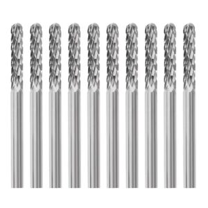 Hartmetall Frässtifte Set, 10 Stück Typ C Doppelschnitt-Frässtifte mit 3mm Schaft für Metallbearbeitung, Schneiden, Polieren und Gravieren