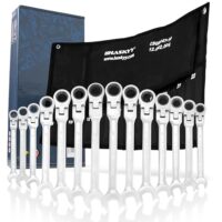 14-teiliges Gelenk-Ratschenschlüssel-Set mit verschiedenen Größen zwischen 8 und 22 mm, hochwertige Chrom-Vanadium-Stahl-Verarbeitung, flexibles Werkzeugset für verschiedene Anwendungen