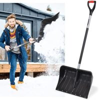 Große Schneeschaufel mit leichtem Stahlstiel und gummiertem D-Griff für effektive Schneeräumung, perfekt für Winterarbeit