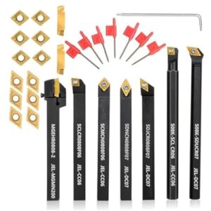 Drehwerkzeug, 5/16 und 8 mm Schaft, 7 Stück Drehwerkzeughalter zum Drehen und Gewindebohren mit Hartmetall-Einsätzen
