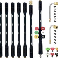 Hochdruckreiniger-Verlängerungsstab 9er-Pack, Dachrinnenreinigungswerkzeug-Verlängerungsstab mit 5 Düsenspitzen, 1/4" Schnellanschluss und 4000PSI Hochdruck