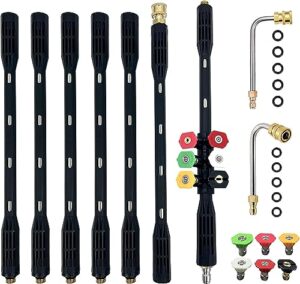 Hochdruckreiniger-Verlängerungsstab 9er-Pack, Dachrinnenreinigungswerkzeug-Verlängerungsstab mit 5 Düsenspitzen, 1/4" Schnellanschluss und 4000PSI Hochdruck