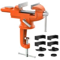 Housolution 360° Drehbarer Schraubstock mit Amboss und Achse, ideal für Werkstatt oder Tisch, hochwertiger Stahlbau und einfache Bedienung.