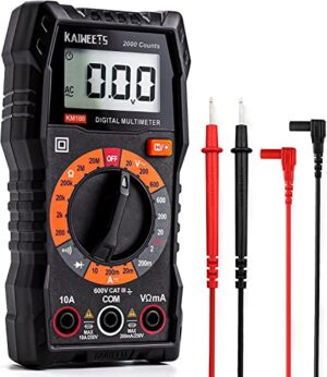 Multimeter KM100 mit Messleitungen für präzise Spannung, Strom und Widerstandsmessung