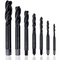KEWAYO 7 Stück Gewindebohrer Set, HSS 6542 Nitrieren Metrisch Spiralnutbohrer, Maschinengewindebohrer Gewindebohrer Satz M3 M4 M5 M6 M8 M10 M12