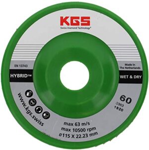 Professionelle KGS Hybrid Diamant Flügelscheiben für den Grobschliff bis zum Feinschliff, Durchmesser 115 x 22,23 mm, Gold-Serie (Körnung 60)
