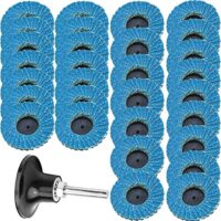 Set von 30 Fächerscheiben für Winkelschleifmaschine, Aluminiumoxid-Schleifscheiben mit 1/4-Zoll-Padhalterschaft, Korngröße 40 60 80, blau und schwarz