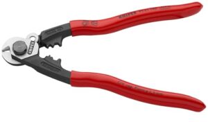 KNIPEX Drahtseilschere, geschmiedet mit Kunststoff überzug, 190 mm, Werkzeug für Drahtseile bearbeiten