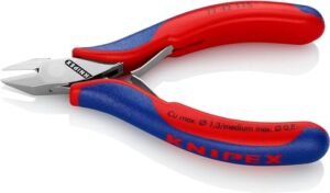 KNIPEX Elektronik-Seitenschneider mit durchgestecktem Gelenk und Mehrkomponenten-Hüllen, 115 mm lang, für feine Schneidarbeiten in der Elektronik und Feinmechanik