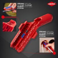 KNIPEX ErgoStrip Universal-Abmantelungswerkzeug für Rechtshänder, 135 mm, NYM-Kabel, Rundkabel, Koaxialkabel, Datenkabel, Abisolierer