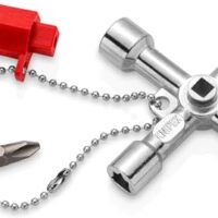 Hochwertiger Schaltschrankschlüssel mit zwei Bits und Adapter für 1/4-Bits, ideal für Absperrsysteme und technische Anlagen.
