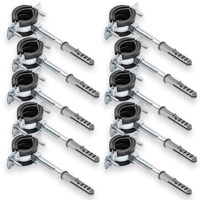 Rohrschellen Set, Einfach Rohrbefestigung für Sanitär und Heizungsinstallationen, 10 x Schelle, 10 x Dübel, 10 x Stockschraube