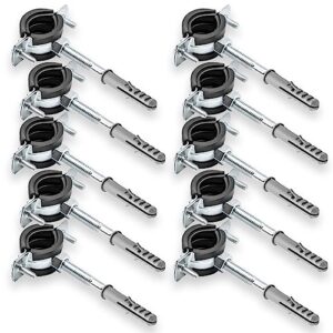 Rohrschellen Set, Einfach Rohrbefestigung für Sanitär und Heizungsinstallationen, 10 x Schelle, 10 x Dübel, 10 x Stockschraube