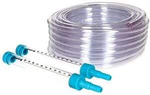 Praktische Schlauchwasserwaage für Höhenmessungen über lange Entfernungen. Perfekt für Erdarbeiten, Mauerarbeiten und Nivellieren von Fenstern.