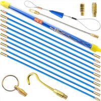 Kabelstäbe Fischband, 3,3m Fiberglas, elektrische Kabeleinfadler, laufen abziehen im koffer, 10 Stangen x 33cm, blau