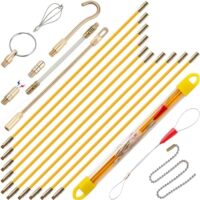 Kabelstangen Fish Tape mit hoher Zugfestigkeit für problemlose Kabelführung, optimales Steifigkeits-Flexibilitäts-Verhältnis und reibungslose Kabelführung - 10 Stangen x 100 cm (10m)