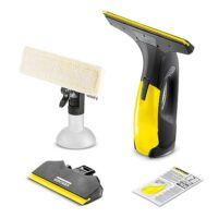 Kärcher Akku Fenstersauger WV 2 Black Edition, leistungsstarker und praktischer Begleiter für Reinigungs- und Pflegearbeiten, zwei wechselbare Absaugdüsen - breit und schmal, Sprühflasche mit Mikrofaserbezug