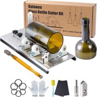 Glassschneider für Flaschen, Kalawen Glasschneider aus Edelstahl, 5-verstellbares Rad, perfekt zum DIY-Projekt, um Glasflaschen zu schneiden