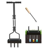 Ergänzer für Rasen, Heavy Duty Hohl Tine Rasenlüfter mit Bodenrahmen 38In, Rasenlüfter Manuell Rasenbelüfter Rasenlüfter Vertikutierer Rasen für Dein Rasen oder Hof und Verdichtete Böden