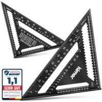 Kirner 5 in 1 Zimmermannswinkel 30 cm, Multitalent für Profis und Anfänger, mit Anschlagwinkel, Winkelmesser und Anreisswerkzeug aus hochwertigem Aluminium.