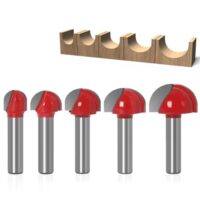 5 Stück Kugelkopffräser für Holzbearbeitung, 8 mm Schwalbenschwanz Schaft, vielseitige Anwendungen, Wolframkarbidschneiderscheide, hervorragende Abriebfestigkeit, robuste Stahl-Bits