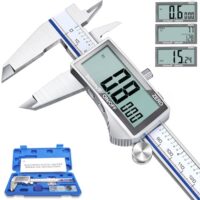 Digitales Präzisionsmessgerät mit LCD-Bildschirm und Messbereich von 0-150 mm, Digitale Schieblehre aus Edelstahl, Spritzwassergeschützt, Millimeter/Zoll/Fraktion Umwandlung, Metall Messschieber Digital