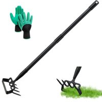 Multifunktionale Gartenhacke mit Steigbügel und 4-Zahn-Spike-Harke, ideal für Unkraut und Bodenlockerung