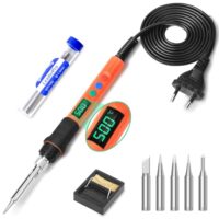 LeaderPro Lötkolben Set, 120W LED Digital Soldering Iron mit intelligentem Thermoregler und Automatikschlaf