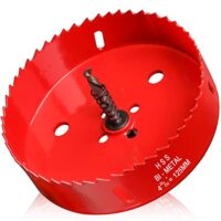 Lochsäge Bohrkrone 125mm Durchmesser, Bohraufsatz Lochbohrer aus Bi-Metall für Holz und Kunststoffe mit Trennbarem Bohrer für Trockenbau, Rigips, Kaminrohre