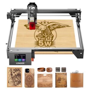 Longer RAY5 Laser Graviermaschine, 5W Laser-Ausgangsleistung, 3,5“ Farb-Touchscreen, Offline-Steuerung über App, Gravurwerkzeug für Metall/Glas/Holz, Arbeitsbereich 400x400mm