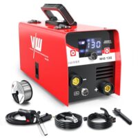 MIG-Schweißgerät 130 A, Fülldraht Schweissgerät Set für Anfänger, IGBT Interver Schweißgerät mit Elektrodenschweißfunktion, professionelles Schweißen