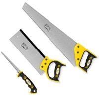Vielseitiges Sägeset mit Handsäge, Stichsäge und Rückensäge für präzise und robuste Sägearbeiten. Ergonomisch geformter Griff für sicheren Halt.