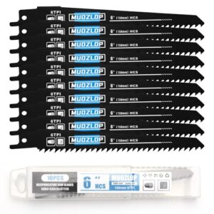 MUOZLOP 10 Pack Säbelsägeblätter Set, 6 TPI Sägeblätter für Säbelsäge, perfekt für Holzarbeiten