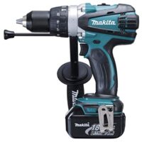 Makita Akku-Schlagbohrschrauber 18 V 5,0 Ah mit zwei Akkus und Ladegerät in MAKPAC-Koffer für professionelle Heimwerker und Handwerker