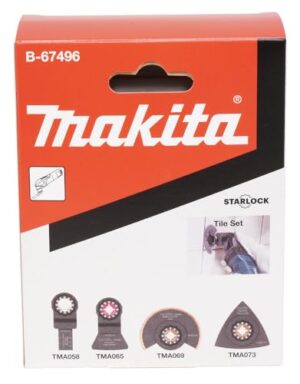 Makita B-67496 Starlock Fliesen-Set 4-tlg. für Mörtel, Porenbeton, Silikonfugen, Teppichreste, Alu, Gipskarton, Epoxid, Holz