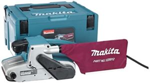 Bild des Makita 9404J Bandschleifers mit 100 mm Breite und Kabelgebundener Bauweise für Heimwerker und DIY-Anwendungen