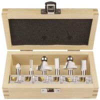 Makita Fräser-Set 6-teilig in Holzkasse, Hartmetall-Schaft für Oberfräser, geeignet für Holz und professionelle Anwendungen