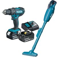 Akku-Schlagbohrschrauber und Akku-Staubsauger im Makita DLX2422 Kombo-Kit 18V mit separatem Ladegerät und 2 Akkus