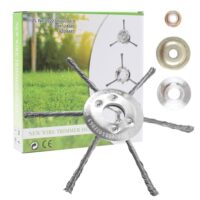 MaxEarn Stahldraht Rasentrimmerkopf mit 6 Schneidern und Bohrung von 25,4 mm für effektive Unkraut- und Moosbekämpfung in Gärten und Rasenflächen.