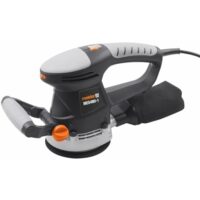 Hochwertiger Exzenterschleifer mit 480 Watt, ideal für Schleifung von Holz, Metall und Kunststoff, inklusive Drehzahlregelung und Klett-Befestigung.