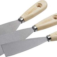 Maler-Spachtel-Set mit 40 mm, 60 mm und 80 mm - Holzgriff und rostfreier Stahlklinge - ideal für Farbe oder Tapete abkratzen