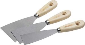 Maler-Spachtel-Set mit 40 mm, 60 mm und 80 mm - Holzgriff und rostfreier Stahlklinge - ideal für Farbe oder Tapete abkratzen