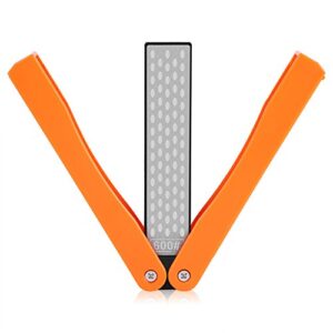 Doppelseitiger Diamant Schärfstein mit 400/600 Grit für das Schärfen von Messern, ideal für Outdoor-Aktivitäten wie Camping und Gartenarbeit.