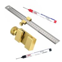 Hochwertiges Messingstahl-Lineal mit Metallanschlag und Kombinationswinkel für Zimmerleute und DIY-Hobbys