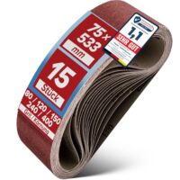 MeyMel Premium Schleifband 75x533mm, reißfest und hitzebeständig für Holz, Metall, Plastik und Stein