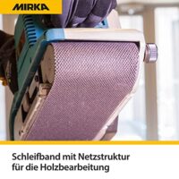 Einfaches Schleifen von Holz mit Mirka Abranet Max Netzstrukturierer für effizientes Bearbeiten und Zeit sparen.